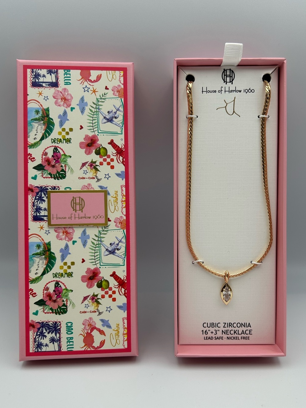 *New* House of Harlow 1960 Gold and Cubic Zirconia Necklace